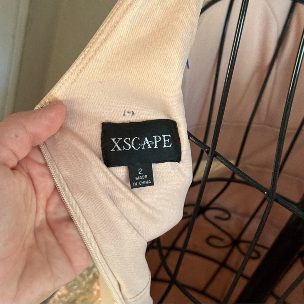 Xscape Jersey Ball Gown w Embroidered Mesh Skirt 2 - Picture 11 of 11